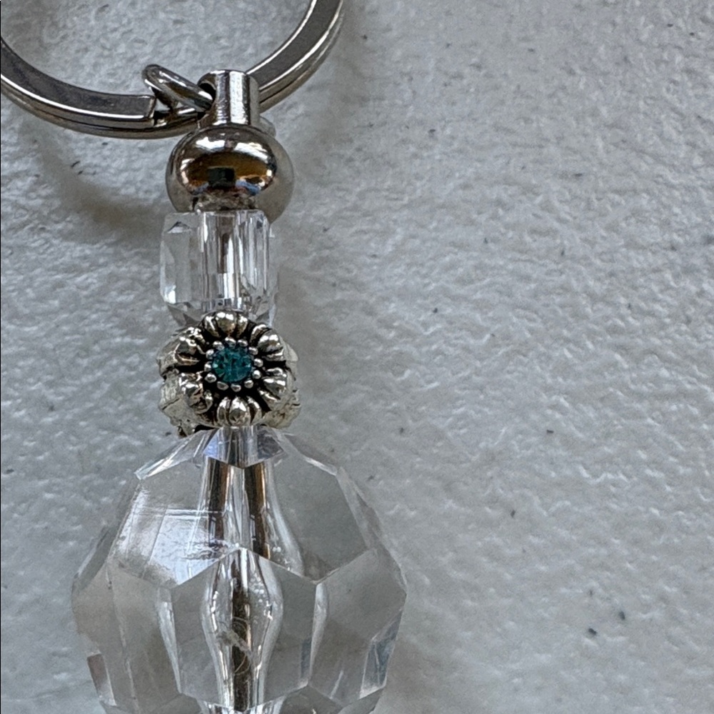 Silver and Clear Beaded Keychain by Sassy Charmer